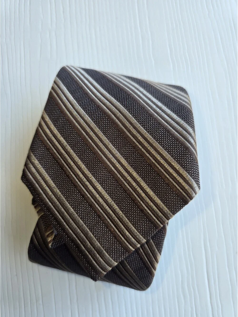 Forsyth F.O.G. Brown Striped Silk Necktie Classic Men's Tie